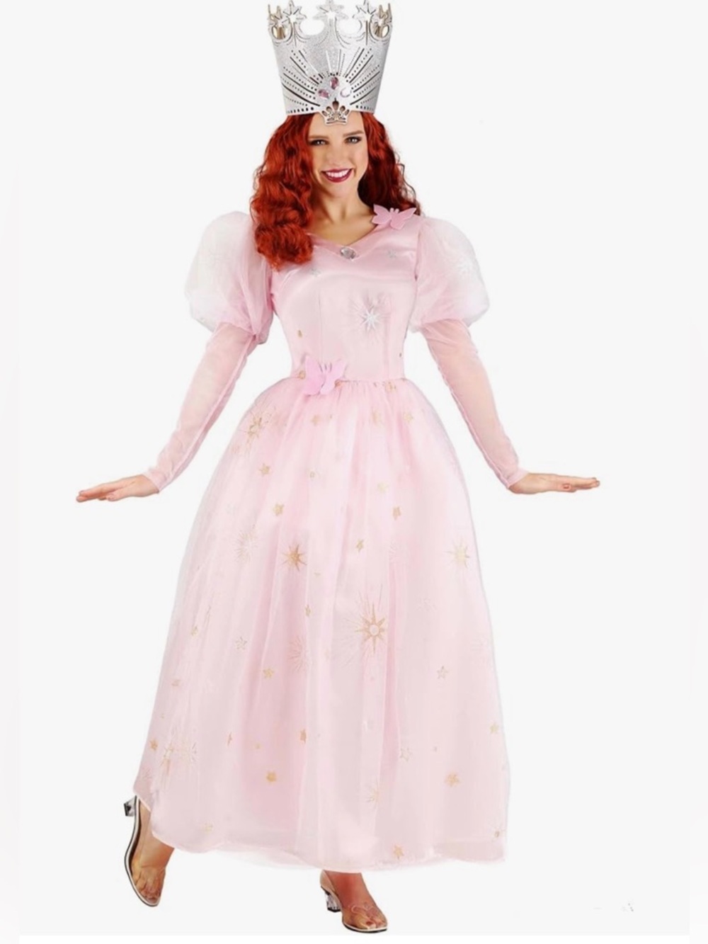 Glinda the Good Witch Wizard of Oz Pink Sparkle Princess Costume Dress Adult